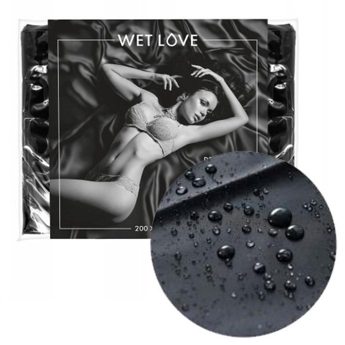 Cearsaf Latex Negru Wet Love [ 220 x 200 cm ] - accesorii incluse