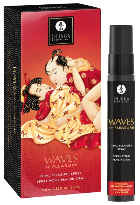 Shunga Oral Spray, Waves of Pleasure, aroma Capsuni, 20 ml