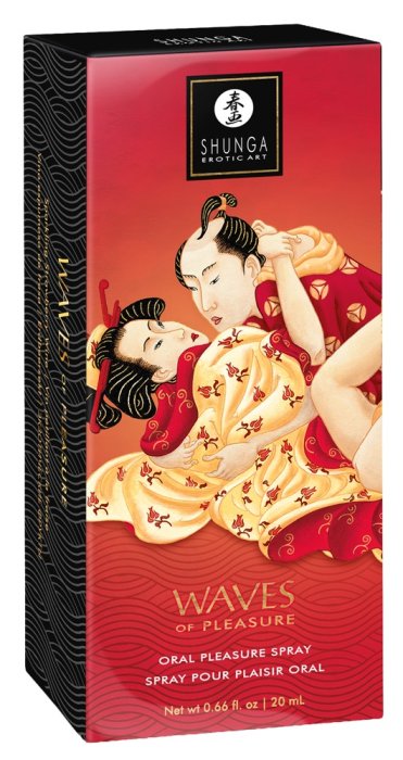 Shunga Oral Spray, Waves of Pleasure, aroma Capsuni, 20 ml