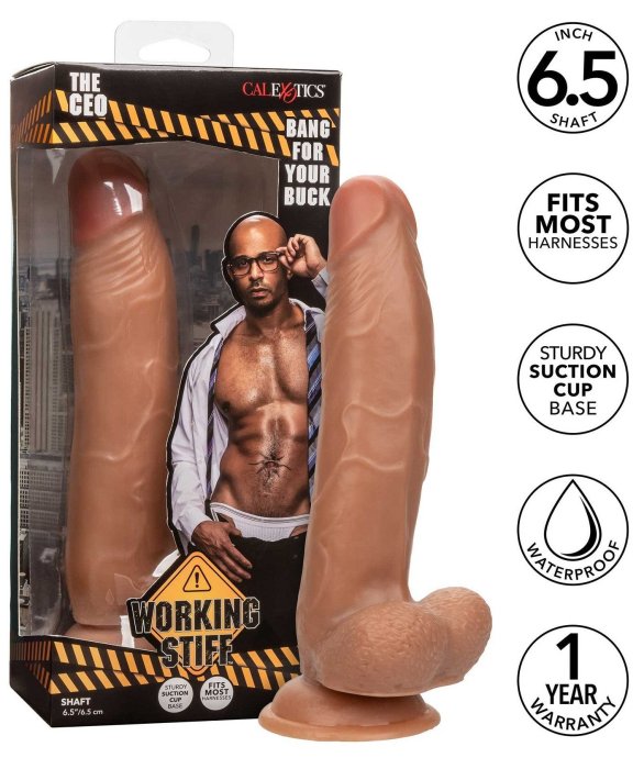 Dildo CalExotics Working Stiff The CEO caramel 17cm ventuza harness vedere principala