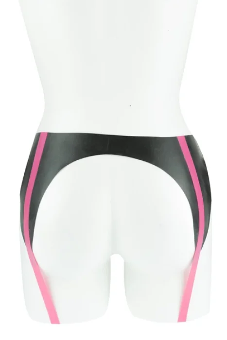 Portjartier LateX, Cottelli Collection, cu strapsuri, cleme si funda roz - Negru