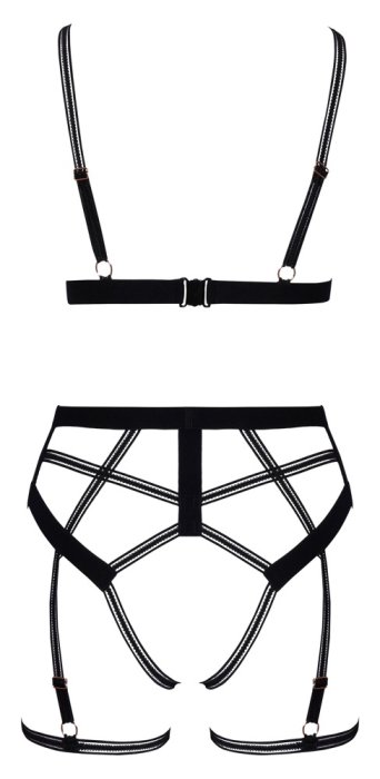 Set Lenjerie Intima Provocatie Harness Look Cottelli Lingerie - Negru - detaliu finisaj