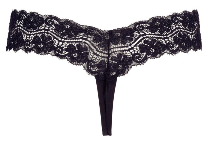 Chiloti din dantela cu perle stimulatoare, Cottelli Lingerie - Negru