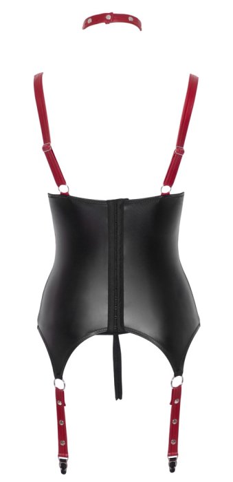 ​Set corset si bikini decupati, model portjartier latex look, Cottelli Bondage