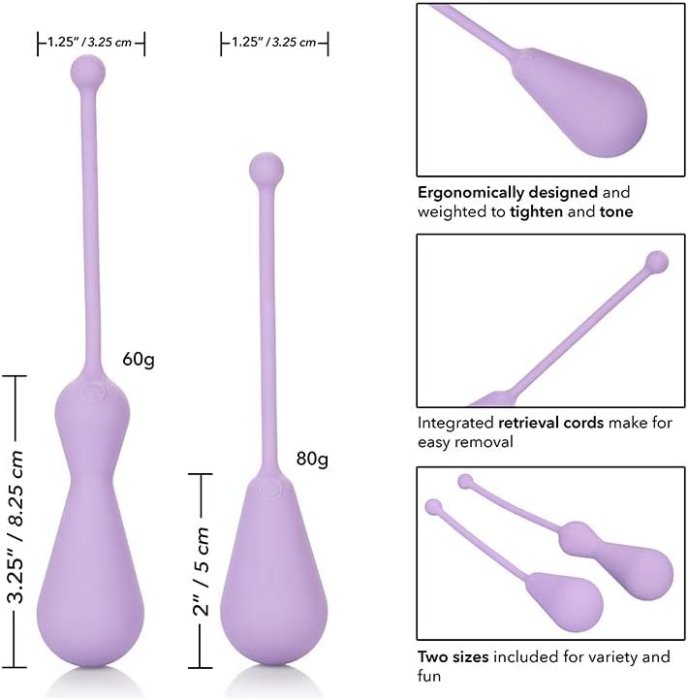 Set bile silicon CalExotics, Weighted pentru Exercitii Kegel - Purple, 0.37 kg
