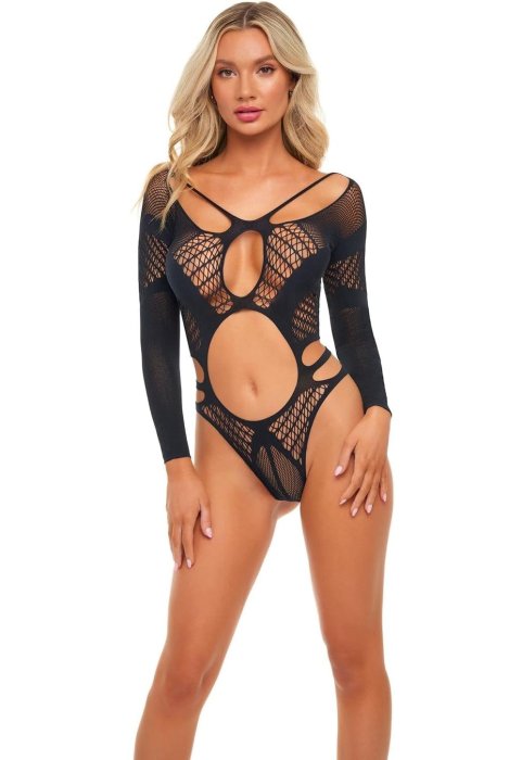 Body Pink Lipstick Lingerie On Chokehold Bodystocking - Negru, S-L