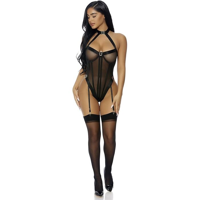 Set de lenjerie intimă Forplay Gold Status Body pentru femei - Negru