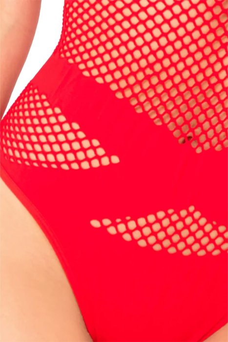 Body Pink Lipstick, X-Rated Seamless Bodysuit - Rosu, S-L