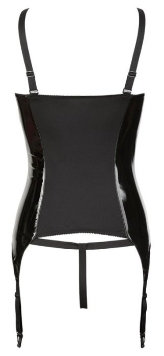 Set Corset Black Level Vinyl, Open Cups si bikini - Negru