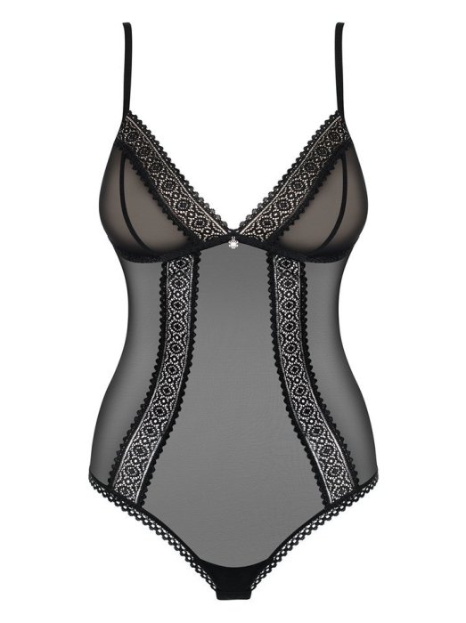 Body dantela transparenta delicat - Obsessive 862-TED - negru
