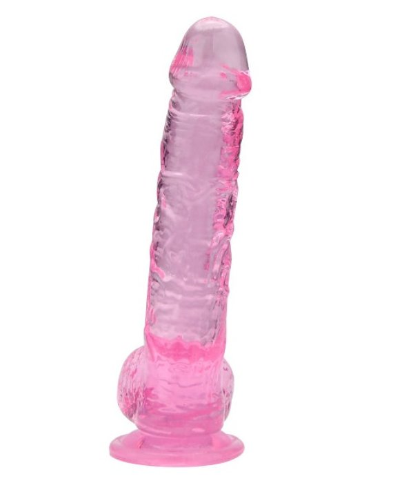 Dildo Loving Joy, cu testicule, Roz, 16,5 cm