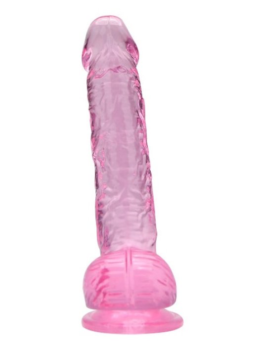 Dildo Loving Joy, cu testicule, Roz, 16,5 cm