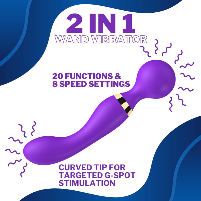 Aparat Masaj Loving Joy Dual Ended Wand -20 Viteze, 8 Vibratii - Violet