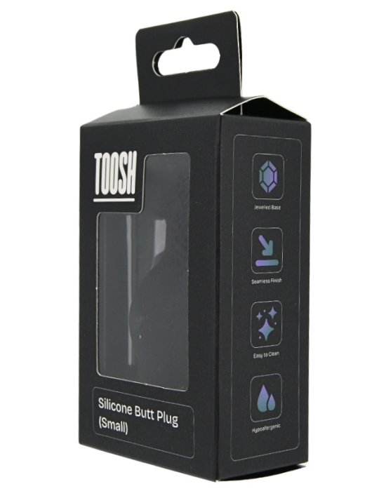 ​Dop anal din silicon Toosh, mic, negru, 7,4 cm, Small