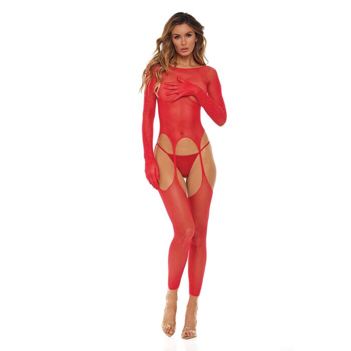 Bodystocking Plasa Decupat Rene Rofe - Rosu