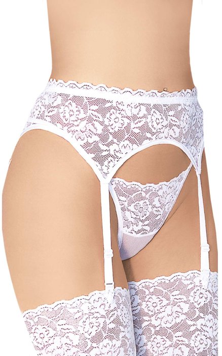 Set Portjartier si Chiloti Dantela Softline - Alb