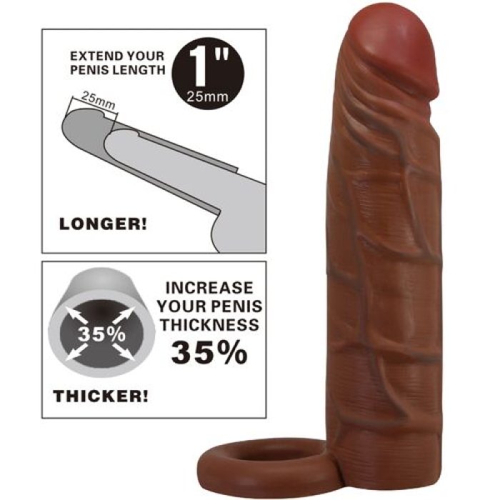 Prelungitor Penis Kayle, Pretty Love, mulatru, realistic [+ 2,5 cm]