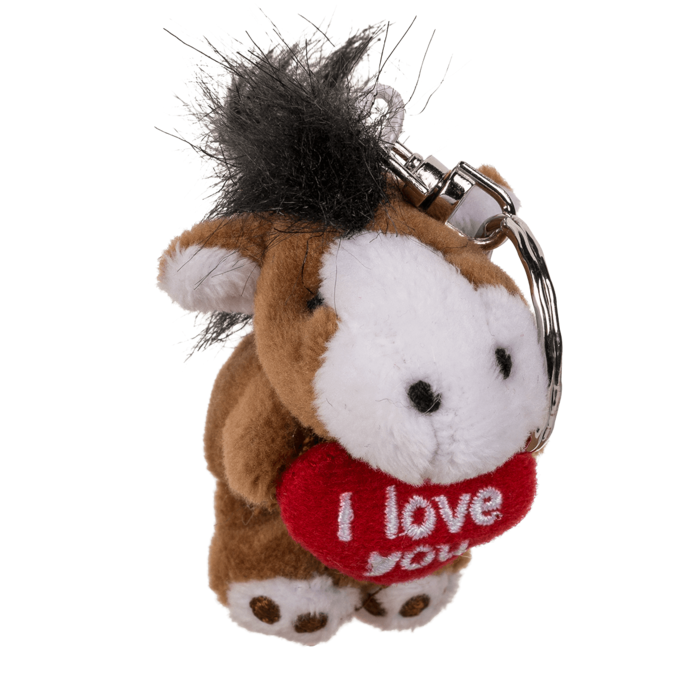 ​​Breloc metalic, jucărie de pluș cu inimă roșie, aprox. 6 cm - 1 Bucata