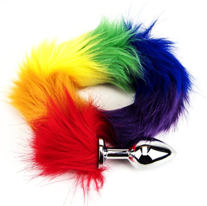 Dop anal cu coadă Furry Fantasy, curcubeu
