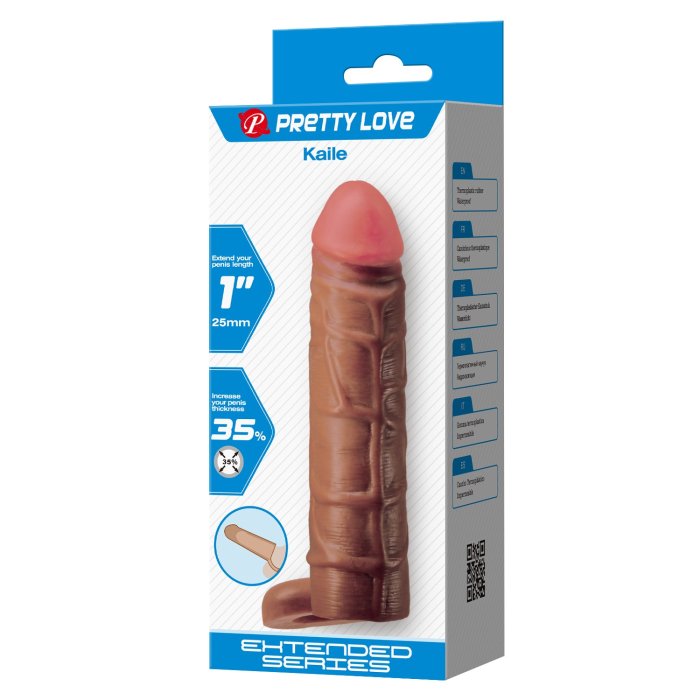 Prelungitor Penis Kayle, Pretty Love, mulatru, realistic [+ 2,5 cm]