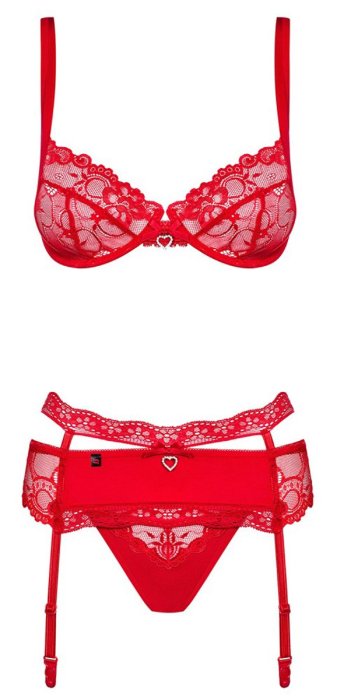 Lenjerie Intima Obsessive Set Heartina - Rosu