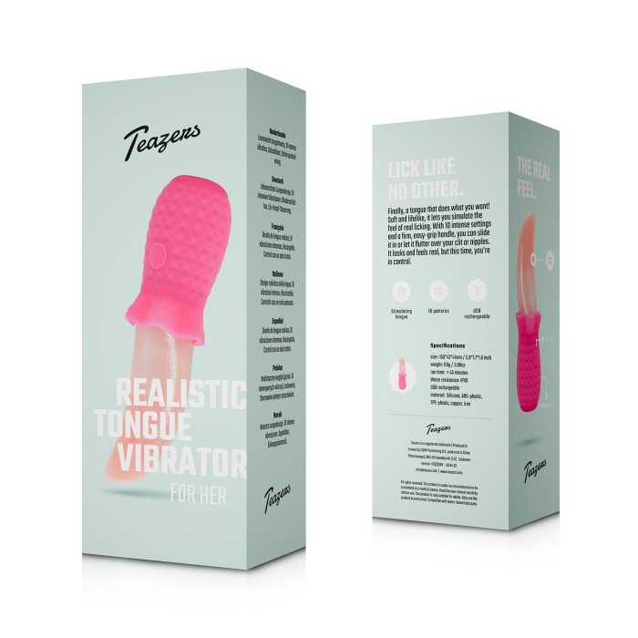 Limba cu Vibratii, Teazers, Realistic Tongue Vibrator - Roz