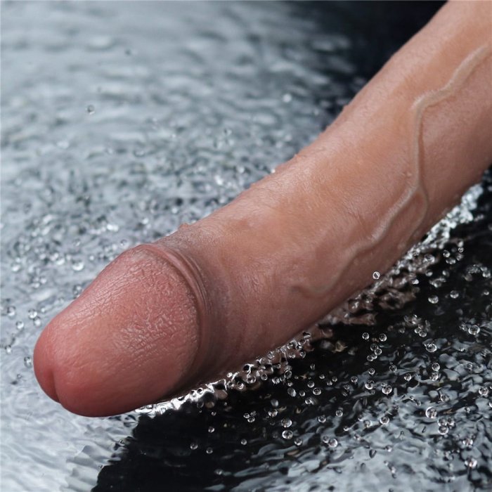 Vibrator Reincarcabil USB, Lovetoy, Real Softee, Silicon, Maron, 10 Vibratii - 28 cm x 4 cm