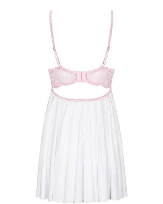 Set Babydoll și Tanga Girlly Obsessive - Alb - vedere laterala