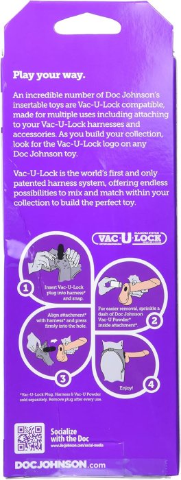 Dildo StrapOn Doc Johnson Vac-U-Lock 7" Thin Dong CodeBlack - Negru