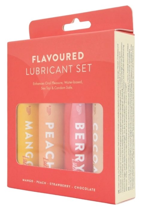 Set 4 bucati x 30 ml, Lubrifianti cu arome, Mango, Capsuni, Piersica, Ciocolata, 120 ml - culoare si material