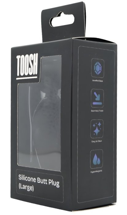​Dop anal din silicon Toosh, mare, negru, 9,4 cm, Large