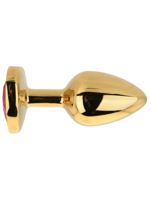 Dop anal in forma de inima auriu, Toosh, cu cristal Rosu, S
