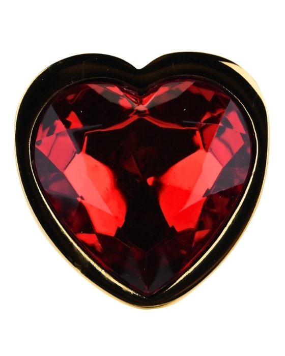 Dop anal in forma de inima auriu, Toosh, cu cristal Rosu, S