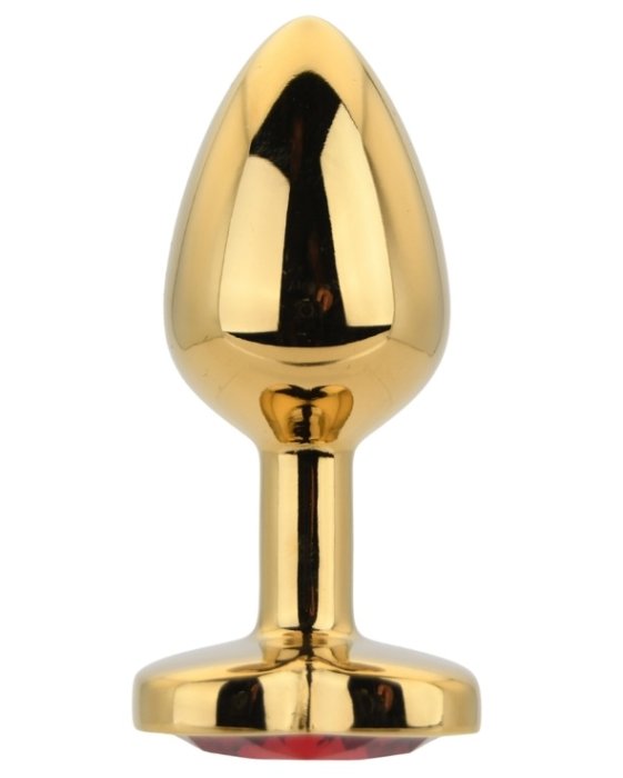 Dop anal in forma de inima auriu, Toosh, cu cristal Rosu, S