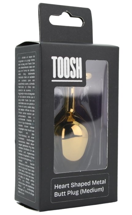 Dop anal in forma de inima auriu, Toosh, cu cristal Rosu, M