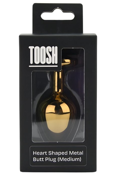 Dop anal in forma de inima auriu, Toosh, cu cristal Rosu, M