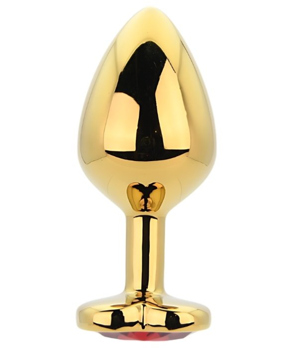 Dop anal in forma de inima auriu, Toosh, cu cristal Rosu, M