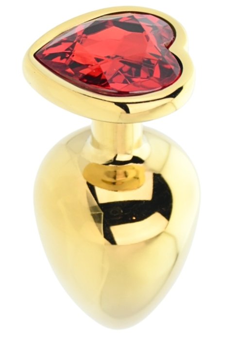 Dop anal in forma de inima auriu, Toosh, cu cristal Rosu, L