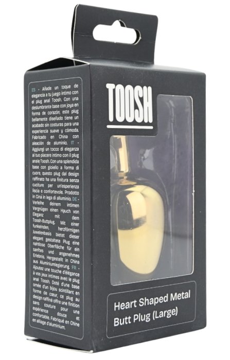Dop anal in forma de inima auriu, Toosh, cu cristal Rosu, L
