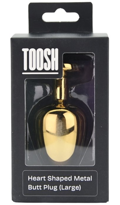 Dop anal in forma de inima auriu, Toosh, cu cristal Rosu, L