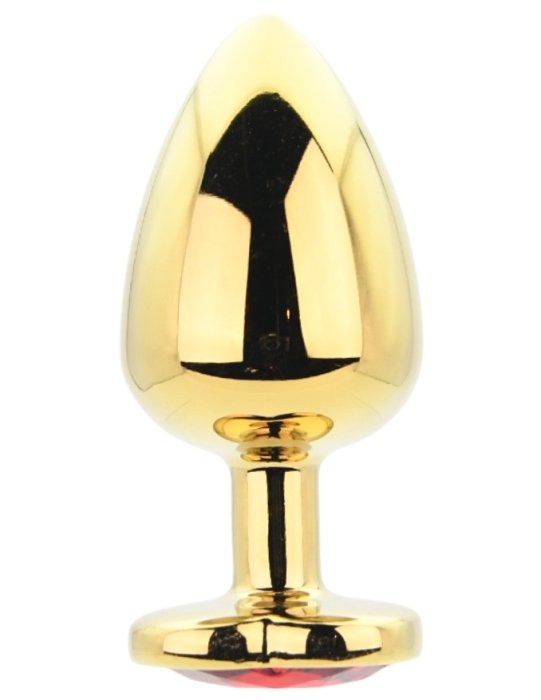 Dop anal in forma de inima auriu, Toosh, cu cristal Rosu, L