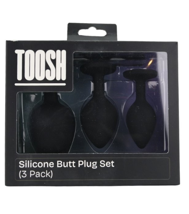 Set 3 bucati dopuri anale, Toosh, mic, medium, mare, silicon negru - vedere 13