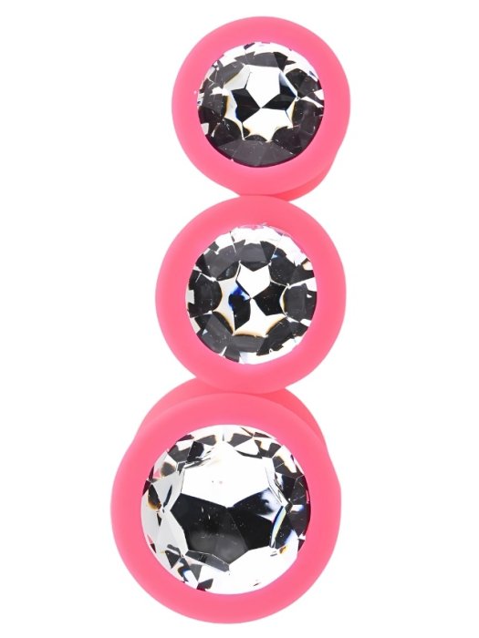 Set 3 bucati dopuri anale, Toosh, mic, medium, mare, silicon roz