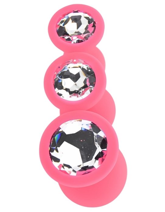 Set 3 bucati dopuri anale, Toosh, mic, medium, mare, silicon roz