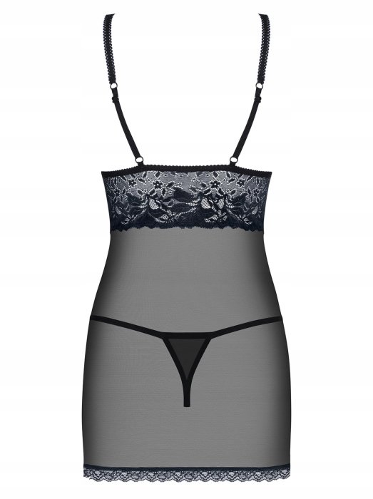 Set Camasa de noapte si bikini, Obsessive 866-CHE-1, negru - dimensiuni complete