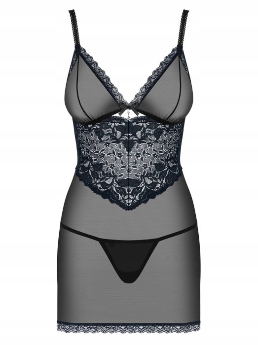 Set Camasa de noapte si bikini, Obsessive 866-CHE-1, negru - culoare si material