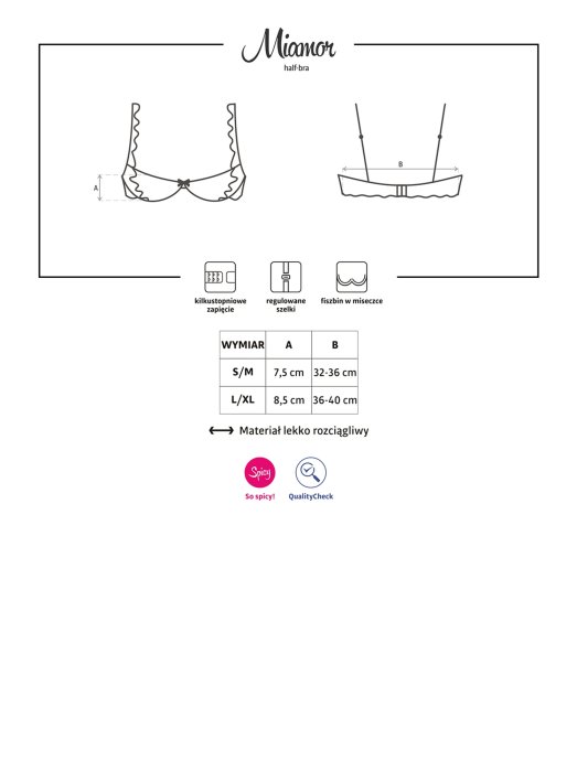 Sutien Obsessive Miamor Half Bra Jumate Cupa - Negru