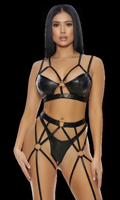 That's My Spot Cheetah Print Lingerie Set - Negru