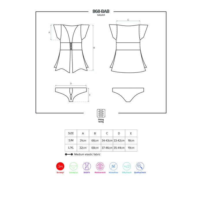 Set Babydoll si Tanga 868-BAB Obsessive - Negru