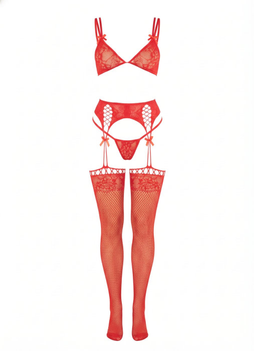 Set Lenjerie Intima Glamour Leg Avenue -Rosu